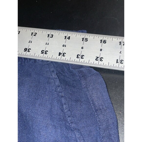 Tahari Womens Wide Leg Linen Pants Size Large‎ Blue Cropped Beach Costal Travel - Picture 5 of 9